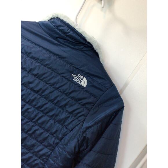 The North Face Full Zip Reversible Mossbud Swirl Fleece Jacket Blue Large 14/16 - Picture 7 of 12